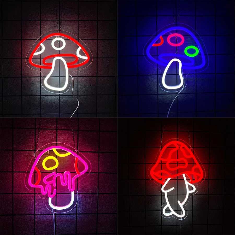 Mushroom Neon Sign for BedroomLED Neon Light Sign for Wall Decor Aesthetic USB Cute Neon Lights for BedroomEasy-To-InstallXJ250626