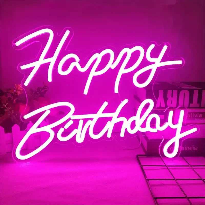 Happy Birthday Neon Sign Neon Happy Birthday Sign for Wall Decor Wall Neon Sign with Dimmable Switch Birthday Party Supplies XJ250626