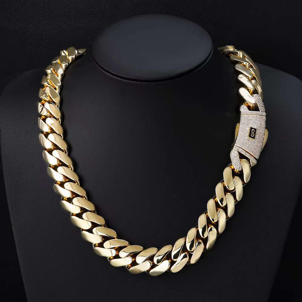 High-End S925 Silver Moissanite Smooth Cuban Chain for Men Europe US Cross-Border Trendy Fine Chains Necklace Customizable for