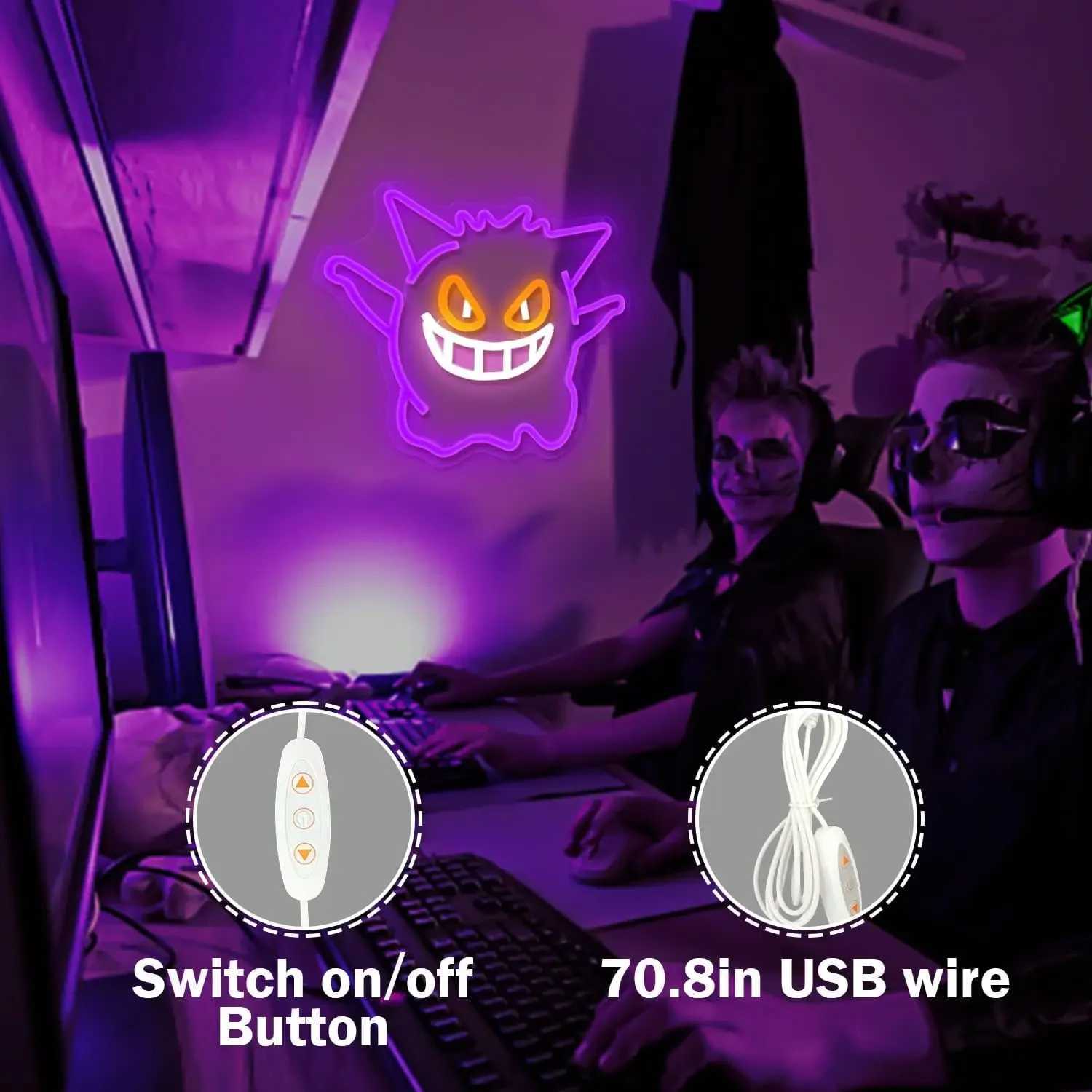 Anime Neon Sign Game Neon Signs for Wall Dimmable Neon Light Signs Neon Gaming Signs Bedroom Party Wall Decor Neon Light up Sign XJ250626