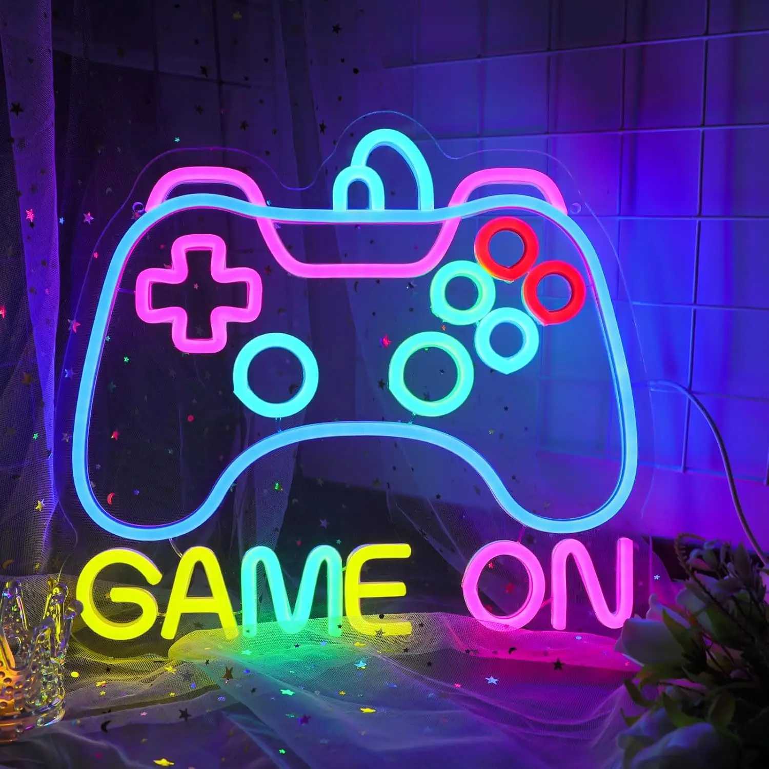 Gaming Neon Sign USB Dimmable Neon Light Sign LED Game Controller Sign for Bedroom Game Room Man Cave Wall Art Decor GiftXJ250626