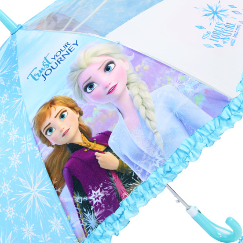 Disney Frozen Elsa Princess Children's Umbrella Baby Sun Umbrella Student Long Handle Sun Rain Umbrella Semi-Automatic Urella Children's Rai