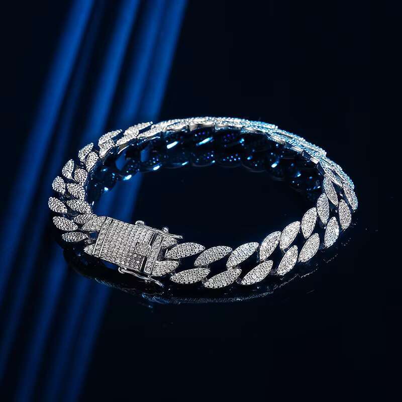 High-End European and American Exquisite s925 Sterling Silver Bracelet Hip Hop Cuban 5A Zircon Mens New bracelet