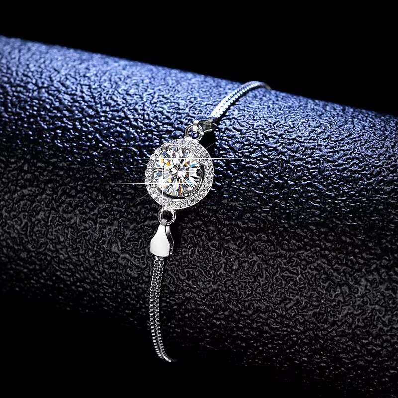 Wholesale S925 Moissanite Diamond Bracelet 1ct round Brilliant Cut Classic Style Fashion Jewelry for Party Gift