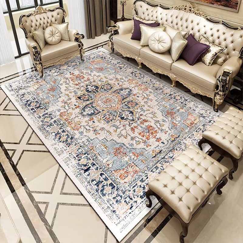 VIKAMA Amazon Persian Style Living Room Loop Pile Rug Nomadic Moroccan Style Bedroom Sofa Non-Slip Wear Resistant Dirty Resistant Rugs Home Decoration