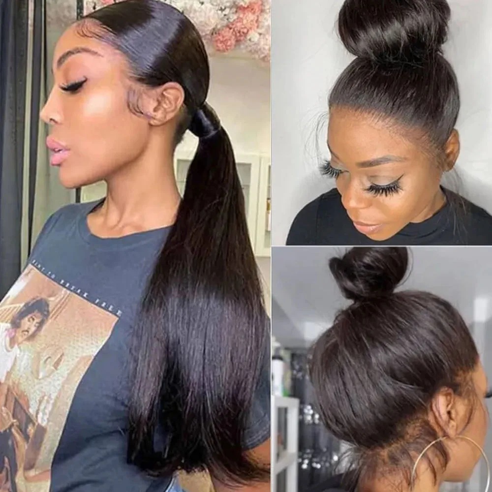 Brazilian Hair 13x6 HD Lace Frontal Wig Bone Straight Human Hair Wigs 360 Full Lace Wigs Glueless Pre Plucked Ready To Go Brazilian Hair For Women Dai