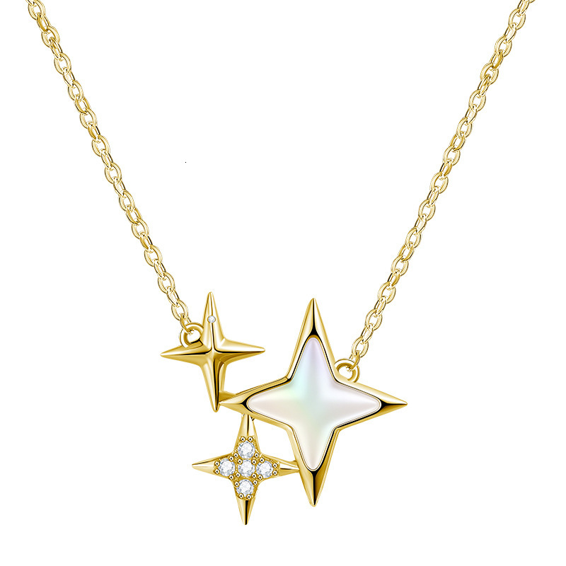 Free Delivery Designer Necklace S925 Silver Star Pendant Necklace, Fashionable And Individual Tassel Necklace, Four-star Collarbone Chain