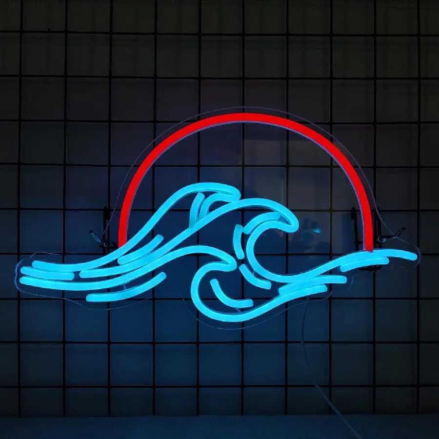 Sunrise Sunset Neon Sign Moon over Sea LED Light Twilight Wave Wall Signs for Room Decor Anime Neon Light Acrylic Cloud Sign XJ250626