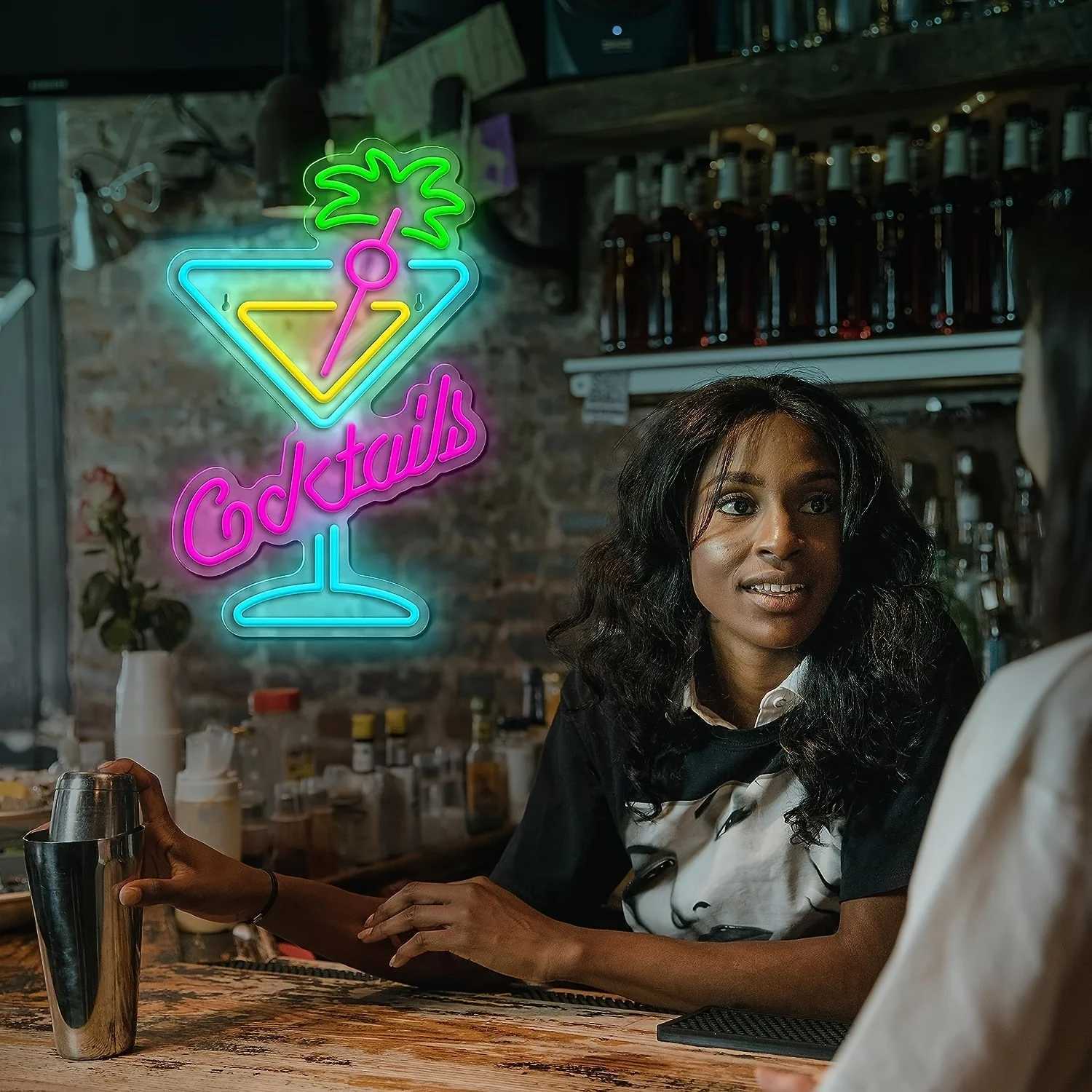 Vibrant Multi-Color Cocktail Neon Light - LED Art Wall Light Perfect for Beer Bar Party Cocktail Bar Nightclub Decoration XJ250626