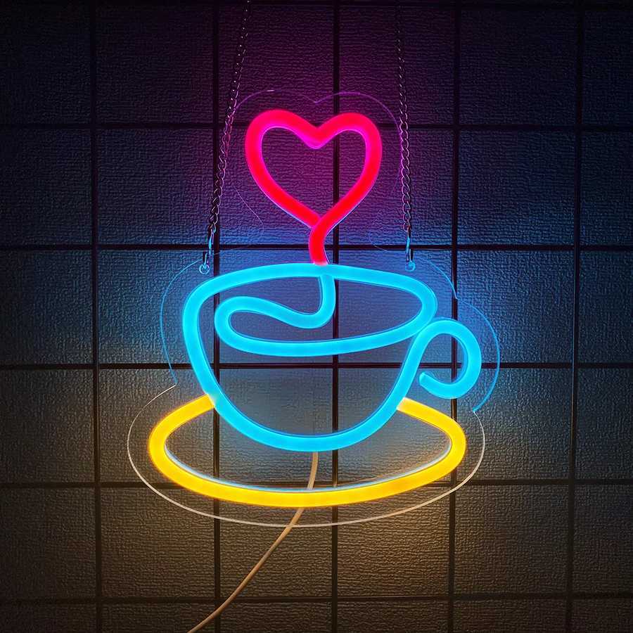 Neon Coffee Sign Coffee Cup LED Icon Handmade Used for Family Gatherings Coffee Shop Art Wall Decor USB Power Supply. XJ250626