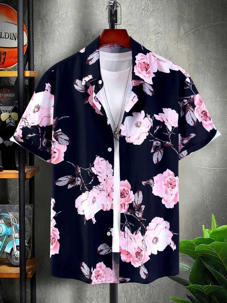 The 2025 Summer Mens Short-sleeved Lemon Print Single-breasted Shirt Is Perfect For Beach Vacation And Casual Wear W250627