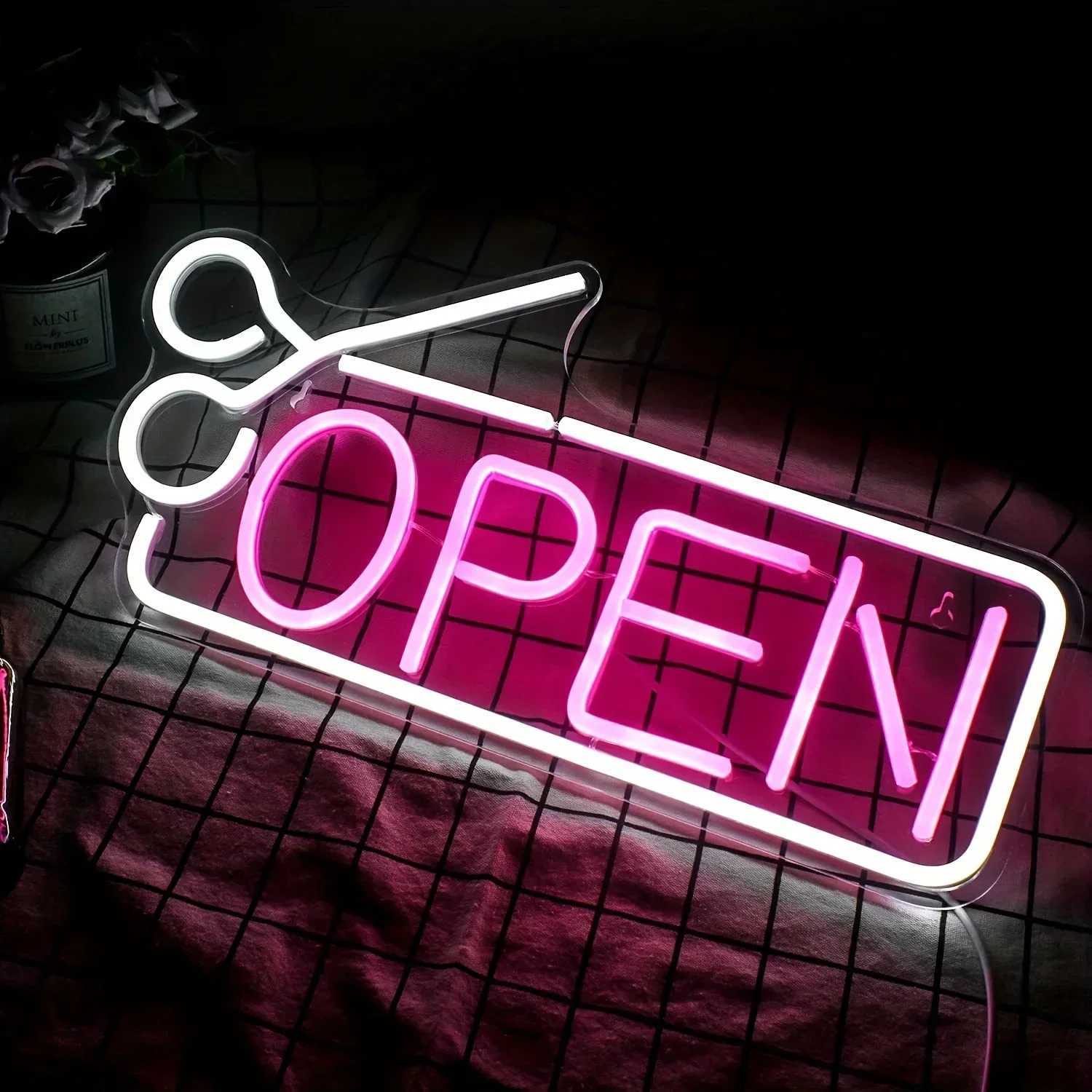 Scissors Open Neon Sign for Business - Neon Lights Sign for Party Bar Salon Stores Shop Hotel Wall Decor for Store Windows XJ250626