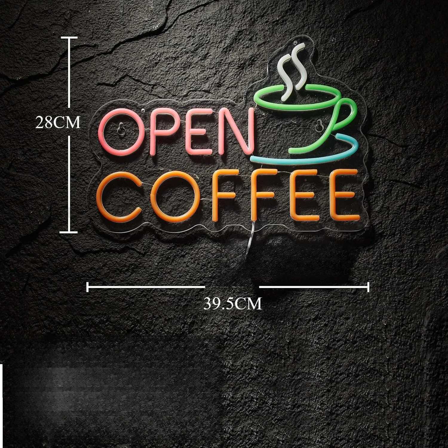 Coffee Open Neon Sign for Wall Decor Dimmable Business Shop LED Neon Light USB Powered Neon Art Signs Decor Gifts XJ250626
