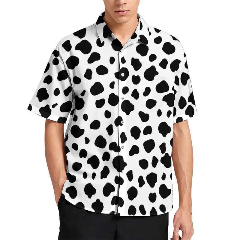 Dalmatian Dog 3D Printed Blouses Simple Spot Graphic Shirts For Men Clothes Casual Love Animal Male Short Sleeve Button Y2k Tops W250627