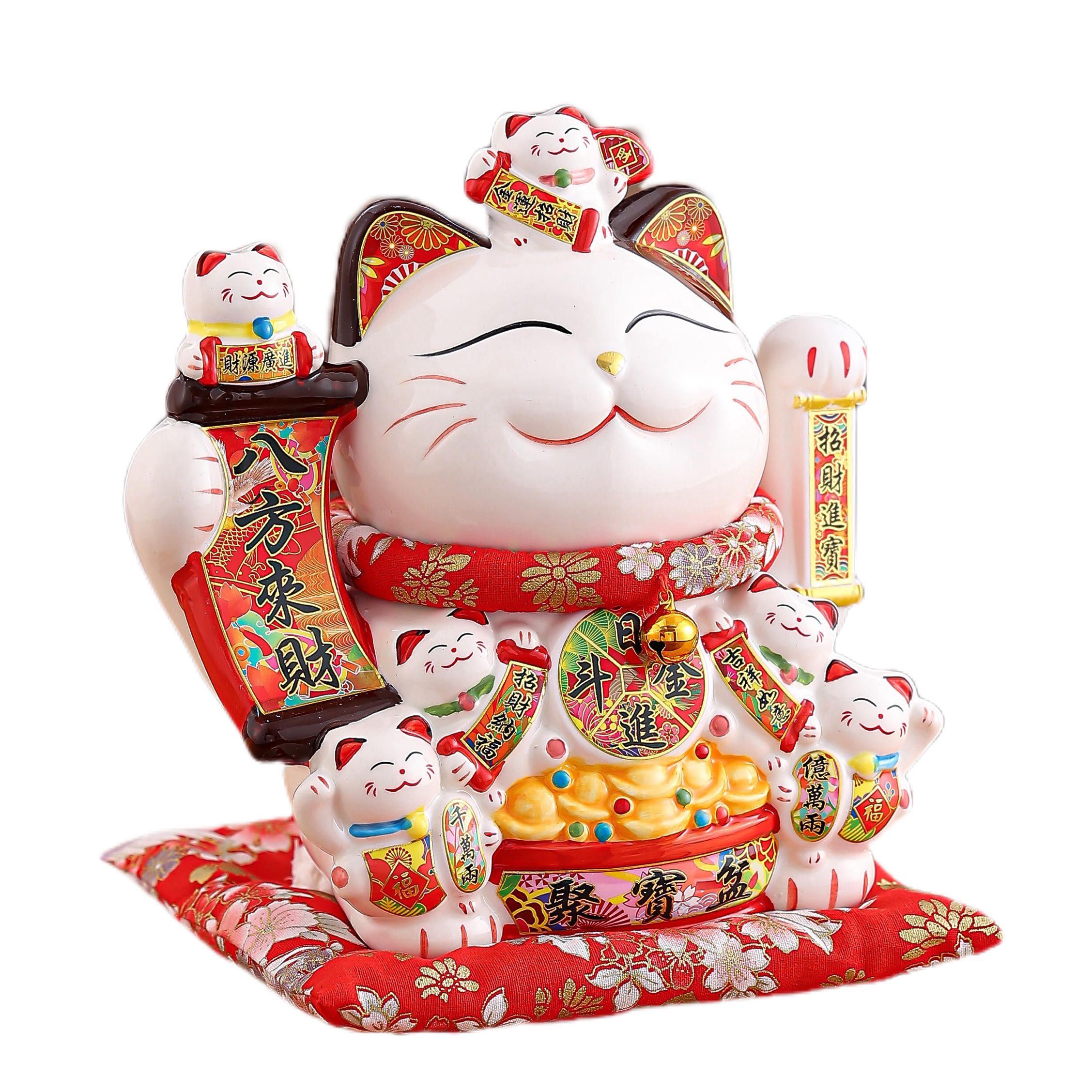 Sophisticated Ceramics Elegant Zhaocai Cat Figurine Perfect Accessory for Livin Rooms, Offices & Gift Giving Handcrafted Ceramic Decoration