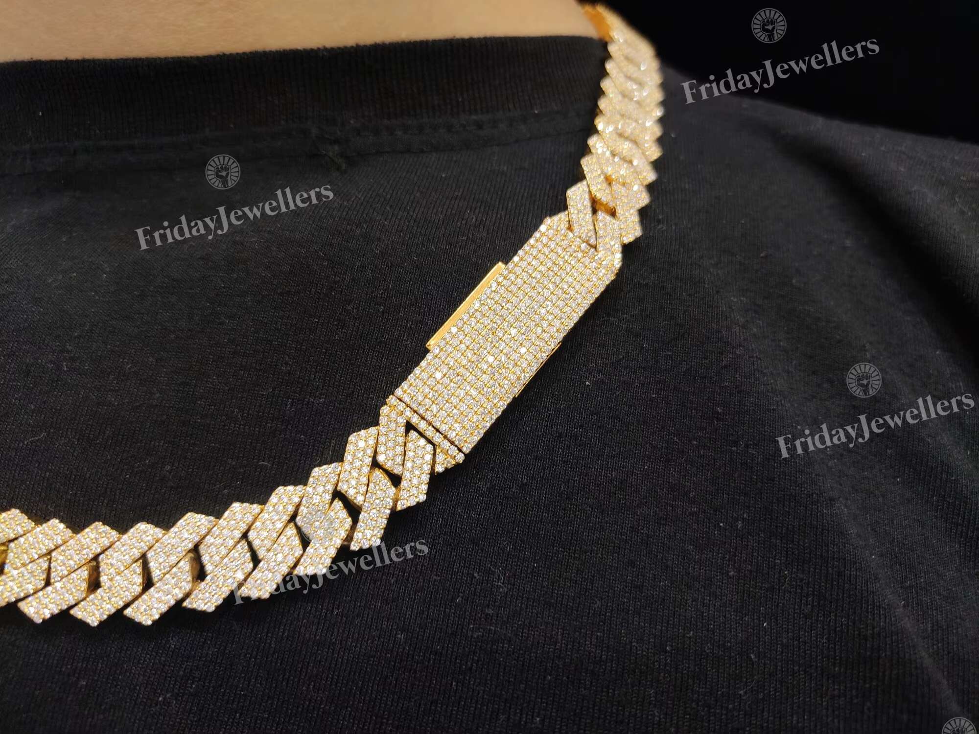 13MM 20 Inches New Designed Hip Hop Iced Out Cuban Chain Necklace VVS Clarity Moissanite Diamond Mens Cuban at Factory Price
