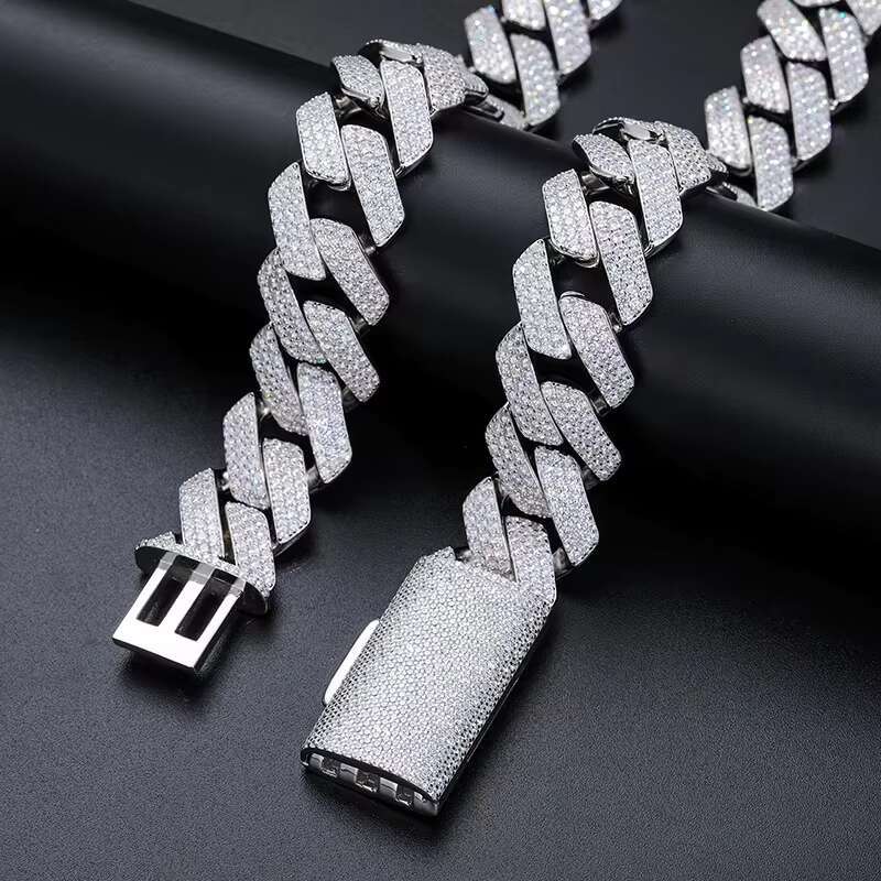 Fully Iced Out Moissanite Cuban Hip Hop Chain Bracelet For Men 13mm Solid 925 Sterling Silver Unisex Jewelry Gift