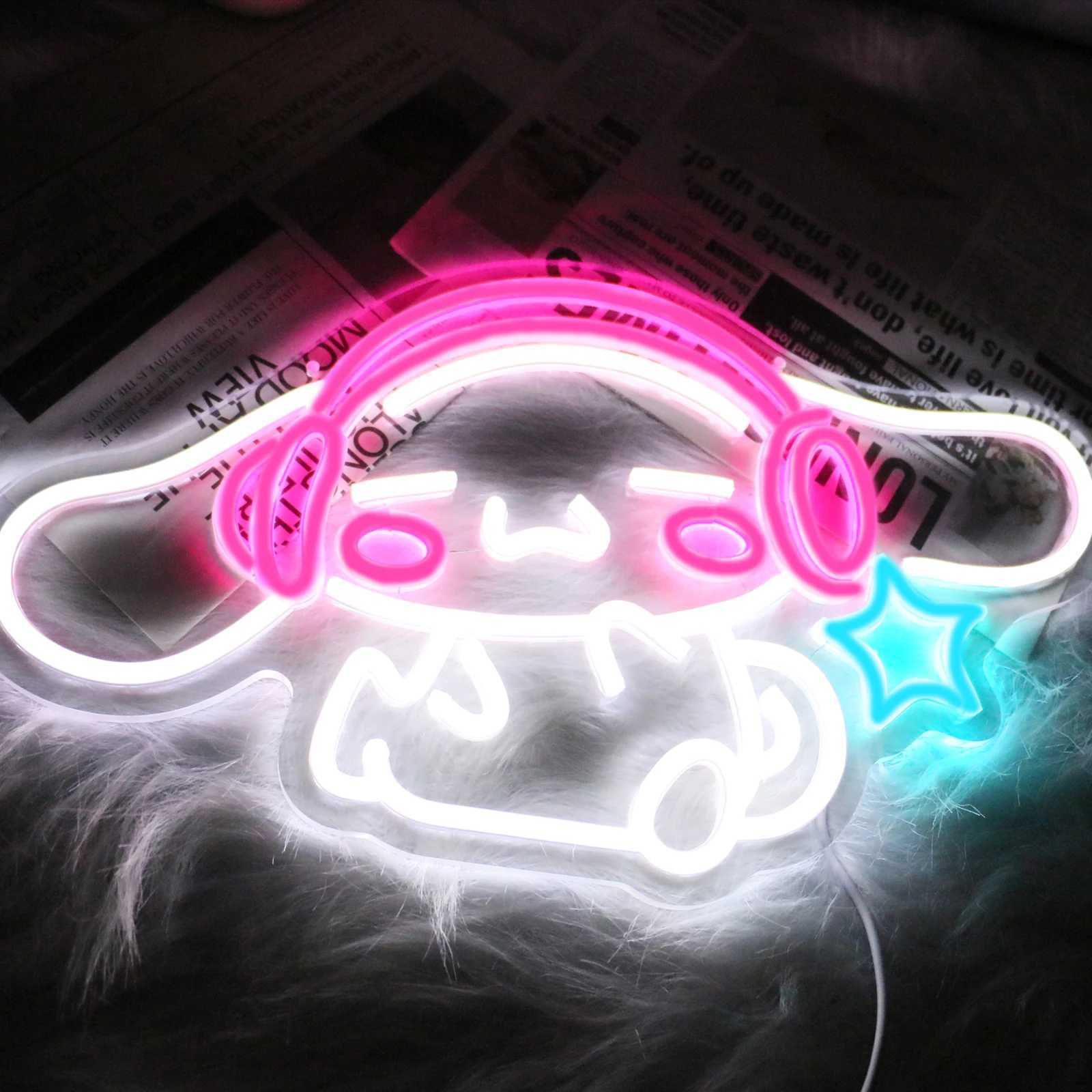 UponRay-Anime Neon Sign Cute LED Neon for Bedroom Game Room Apartment Cartoon Character Dog Home Room Decor Gift for KidsXJ250626