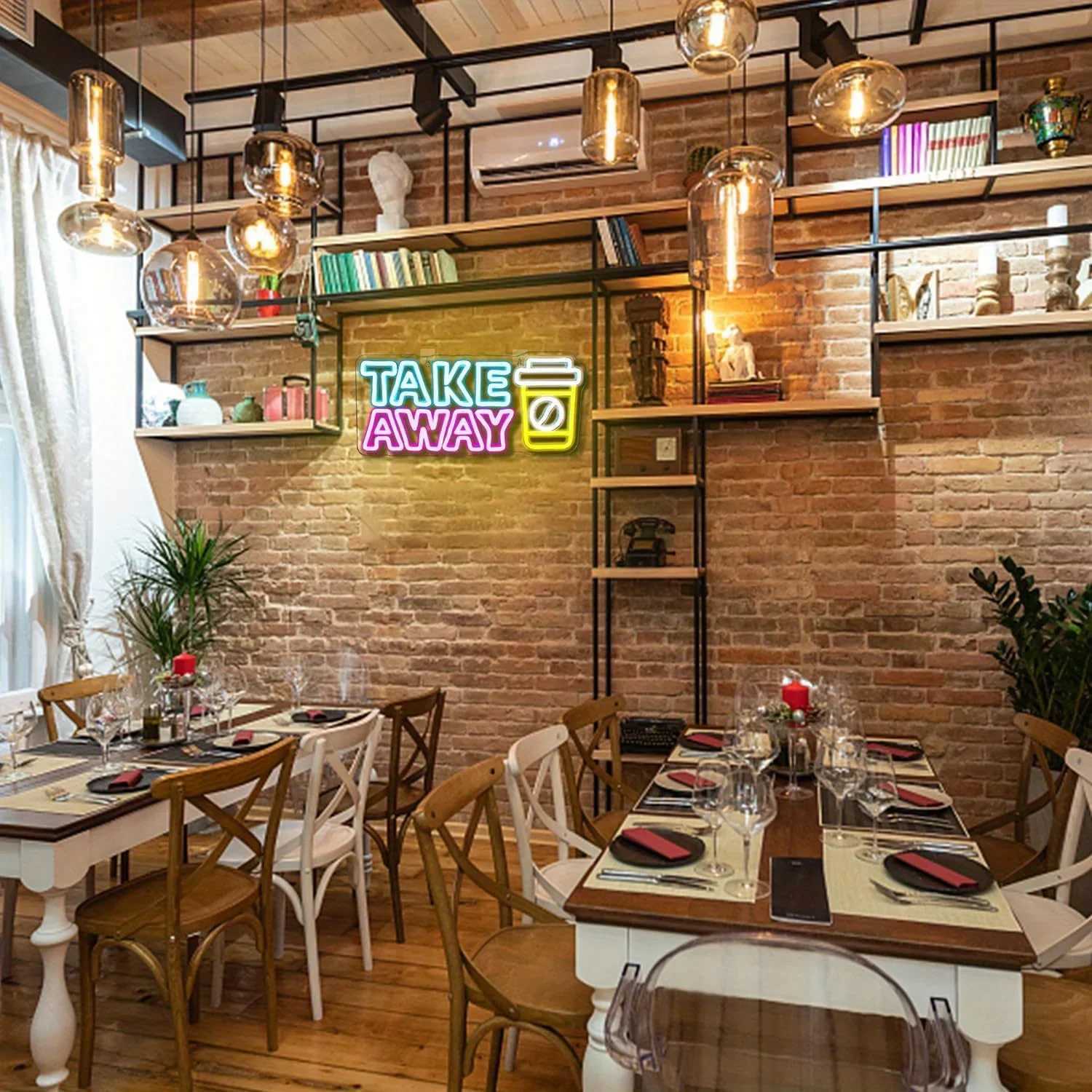 Take Away Neon Sign for Wall Decor USB Powered Wall Hanging LED Neon Sign for Shop Store Coffee Shop Restaurant Wall Decor Gifts XJ250626