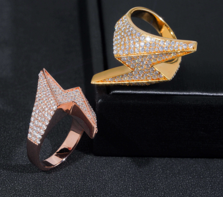Fine Jewelry GRA Moissanite 925 Silver Iced Out Hip Hop Lighting Symbol Men's Rings