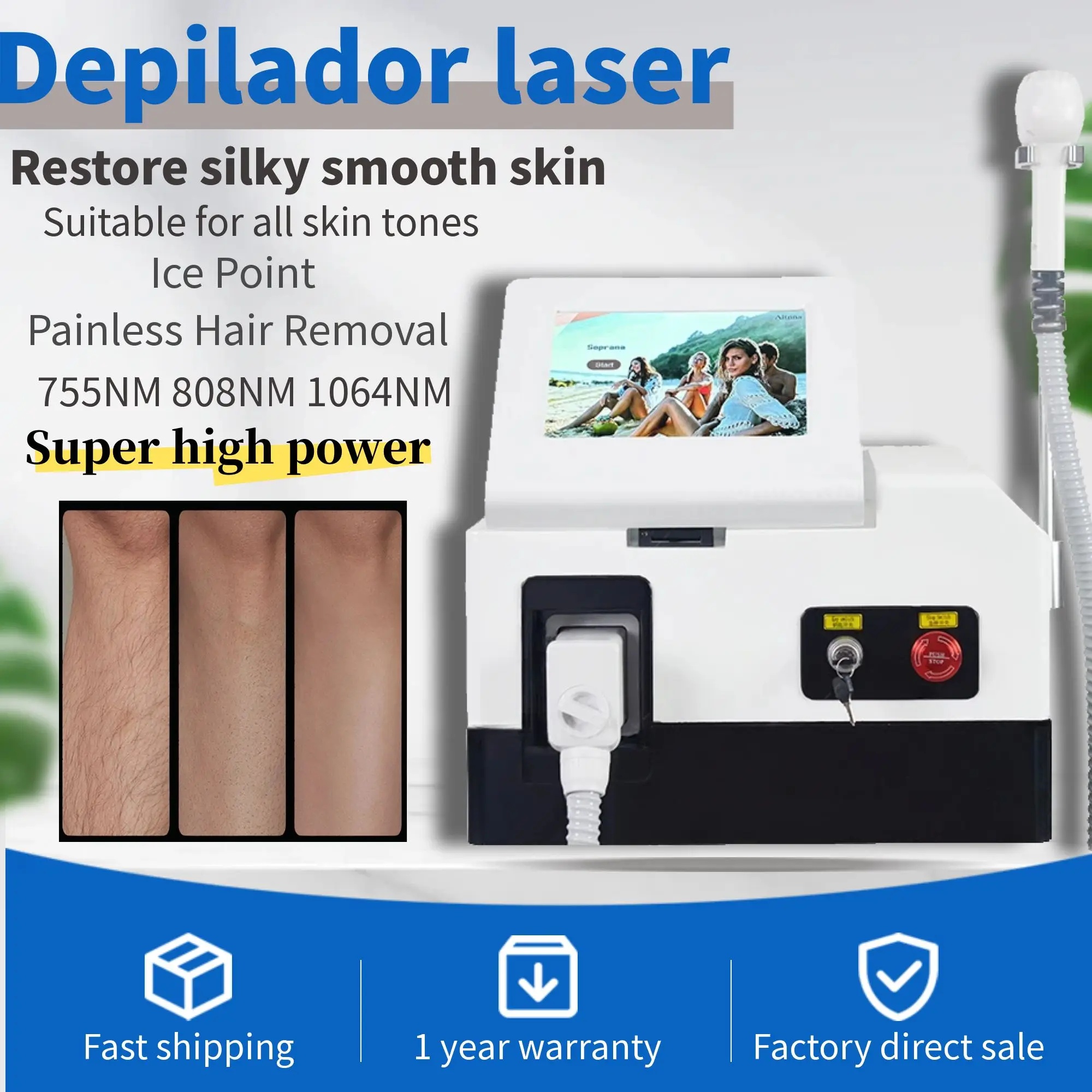 2025 808nm 755nm 1064nm Diode Laser Hair Removal Machine 3 wavelength Alexandrit Permanent Removal Cooling Head Painless Laser Epilator
