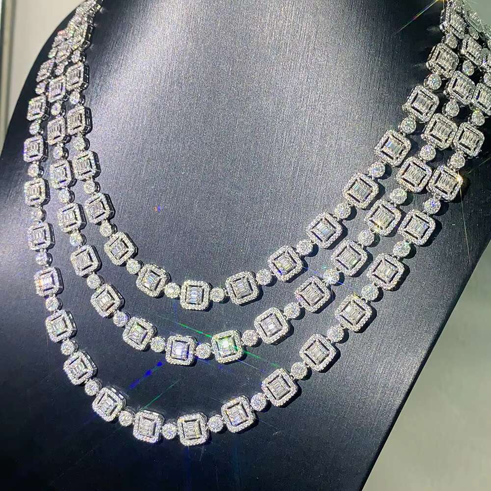 Customized Moissanite Cuban Link Chain Gemstone VVS GRA Certificate Hiphop Style Square Pendant Necklace