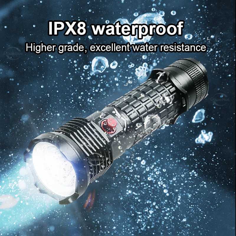 Professional Spearfishing Hunting Scuba XHP199 LED Dive Light 9900 Lumens Diving Flashlight 26650 Torch Underwater Flashlight W250701