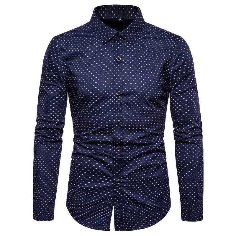 Printed long-sleeved shirt mens casual cotton non-iron shirt W250627