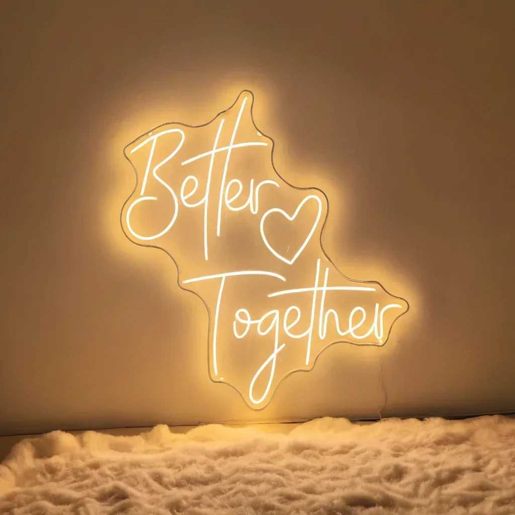 Neon Sign Better Together Wedding Decorations Lights Bedroom Anniversary Engagement Neon LED Sign Aesthetics Room DecorationsXJ250626
