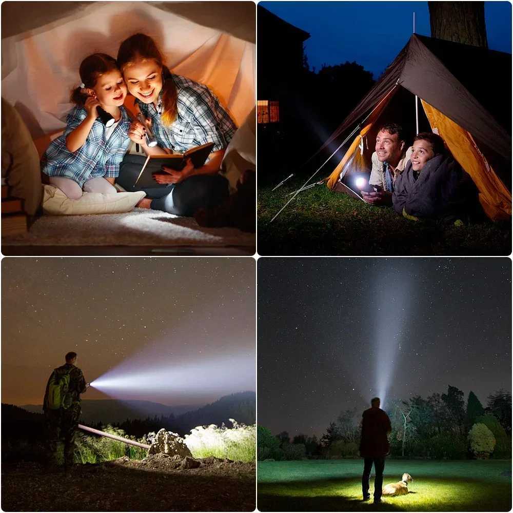 Powerful LED Flashlight Waterproof Tactical Flashlights USB Rechargeable Torch Lantern For Camping Hiking Outdoor Lighting W250701