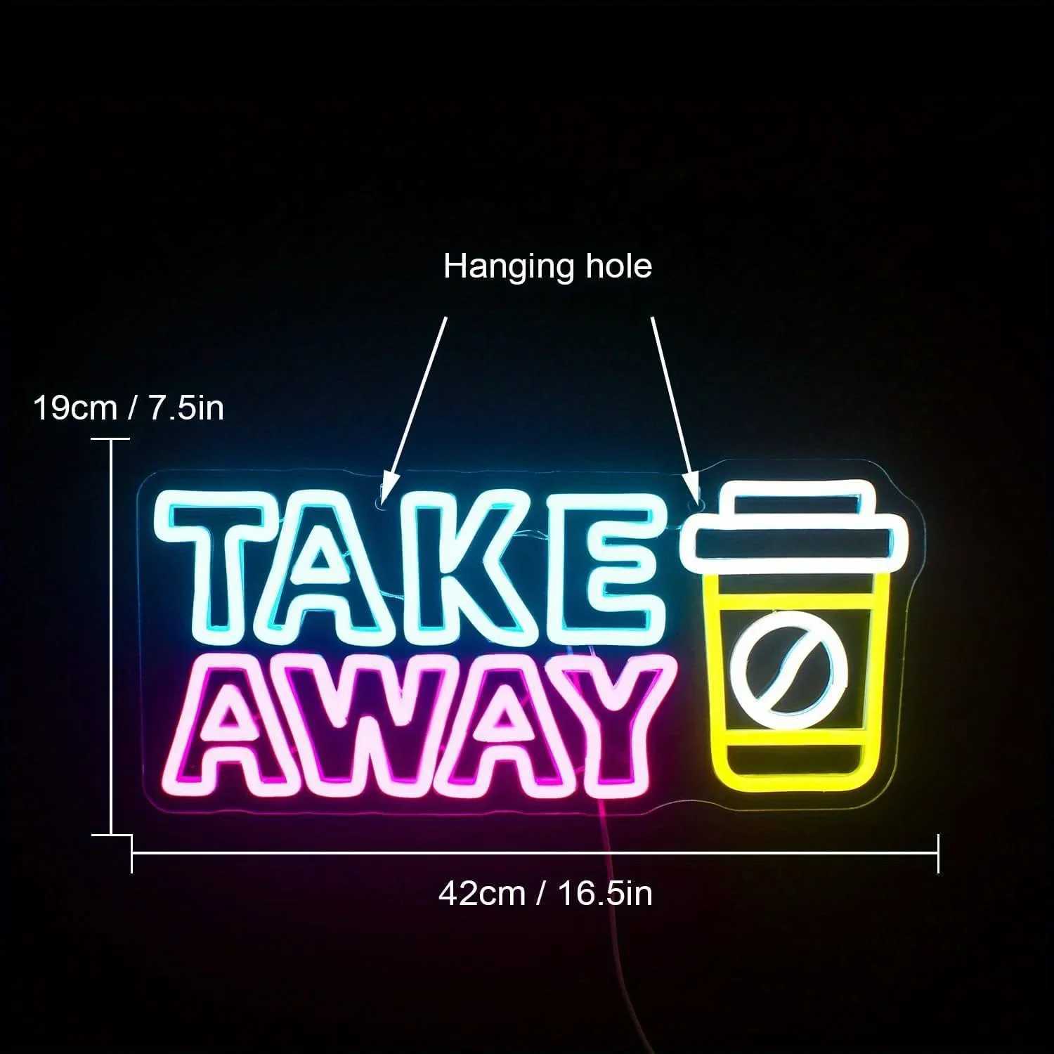Take Away Neon Sign for Wall Decor USB Powered Wall Hanging LED Neon Sign for Shop Store Coffee Shop Restaurant Wall Decor Gifts XJ250626
