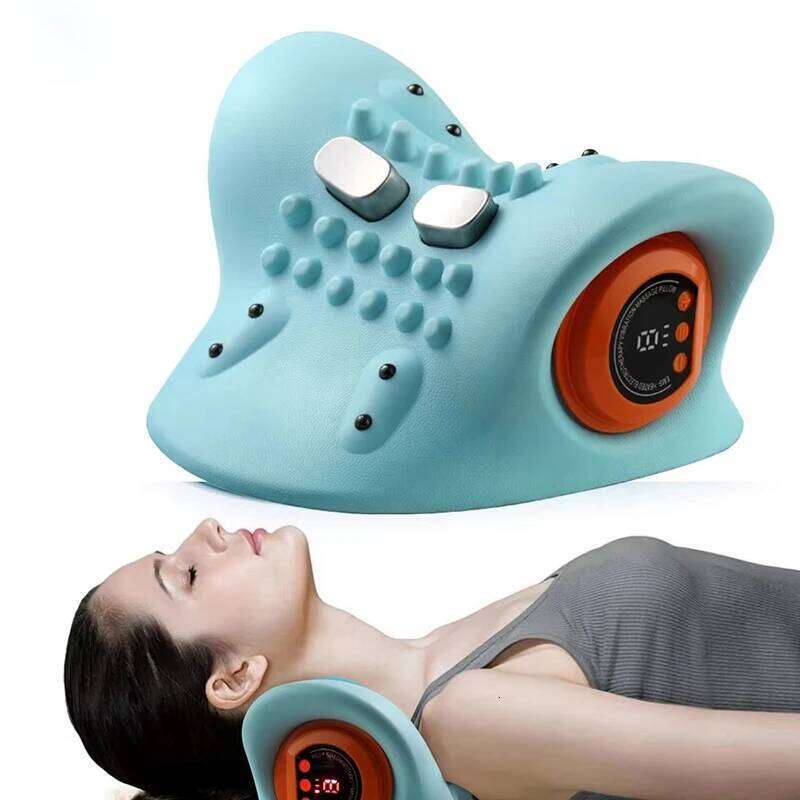 Electric Neck Stretcher Ems Pulse Relax Heating Cervical Chiropractic Traction Pillow Warm Vibration Massage