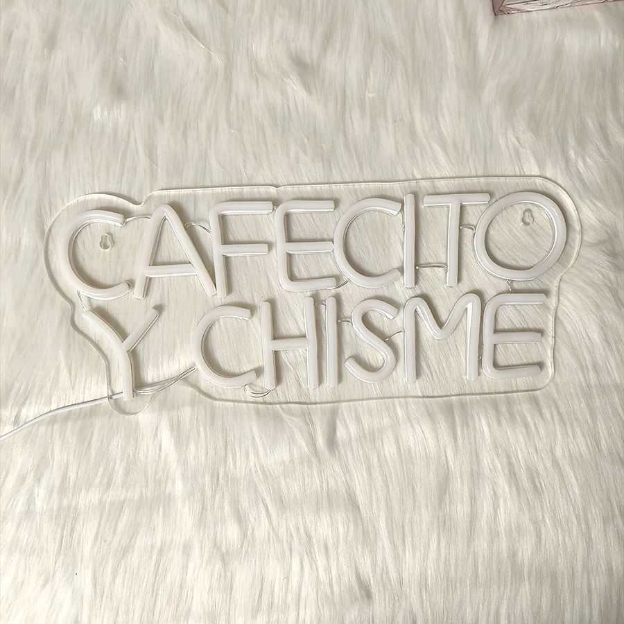 Cafecito And Gossip Neon Sign Vibrant Warm White Neon Wall Decor Coffee Shop Business Sign Restaurant Kitchen Decor Lights. XJ250626
