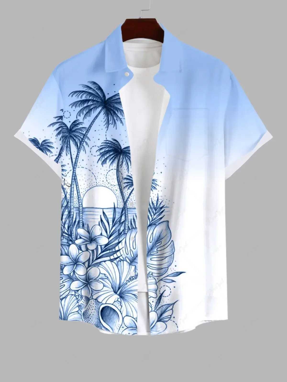 Summer Plus Size Mens Shirt 3D Print Hawaiian Shirts Button Up Beach Vacation Shirts Short Sleeve Shirts Casual For Men W250627