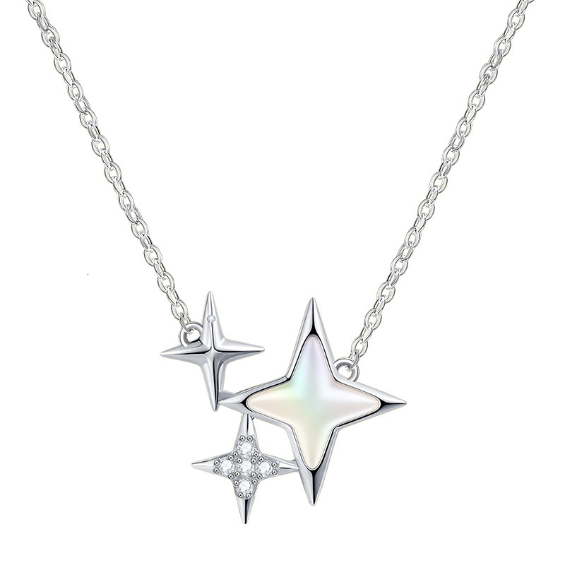 Free Delivery Designer Necklace S925 Silver Star Pendant Necklace, Fashionable And Individual Tassel Necklace, Four-star Collarbone Chain
