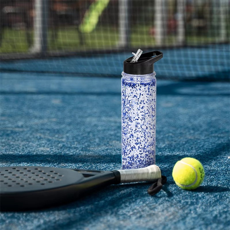 500ml 17oz Snow Globe Plastic Cups Double Wall Acrylic Tumbler Pre Drilled Water Bottle With Flip Lids & Hole Stopper For Glitter And UV DTF Wraps