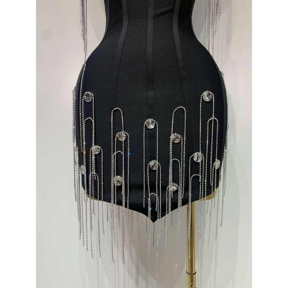 Women Sexy Backless Spaghetti Strap Bodycon Black Sleeveless Bandage Dress Elegant Prom Gown Club Evening Party Birthday Dresses