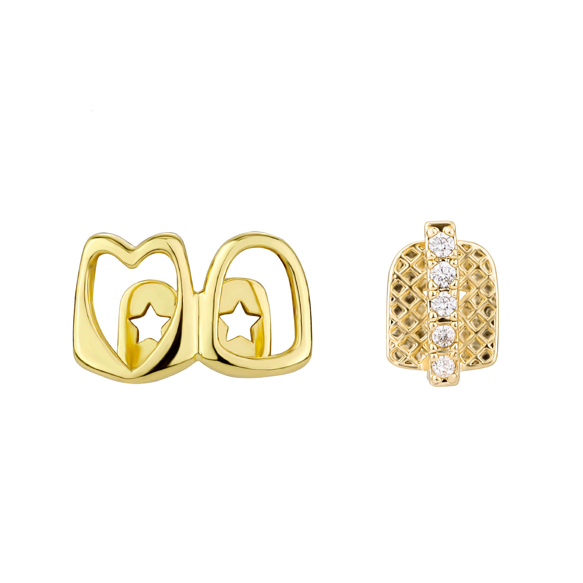 Free shipping designer Jin Ao Hollow Heart Double Bracelet Daily Street Cool Glossy Gold Teeth Hip-Hop Versatile Accessory
