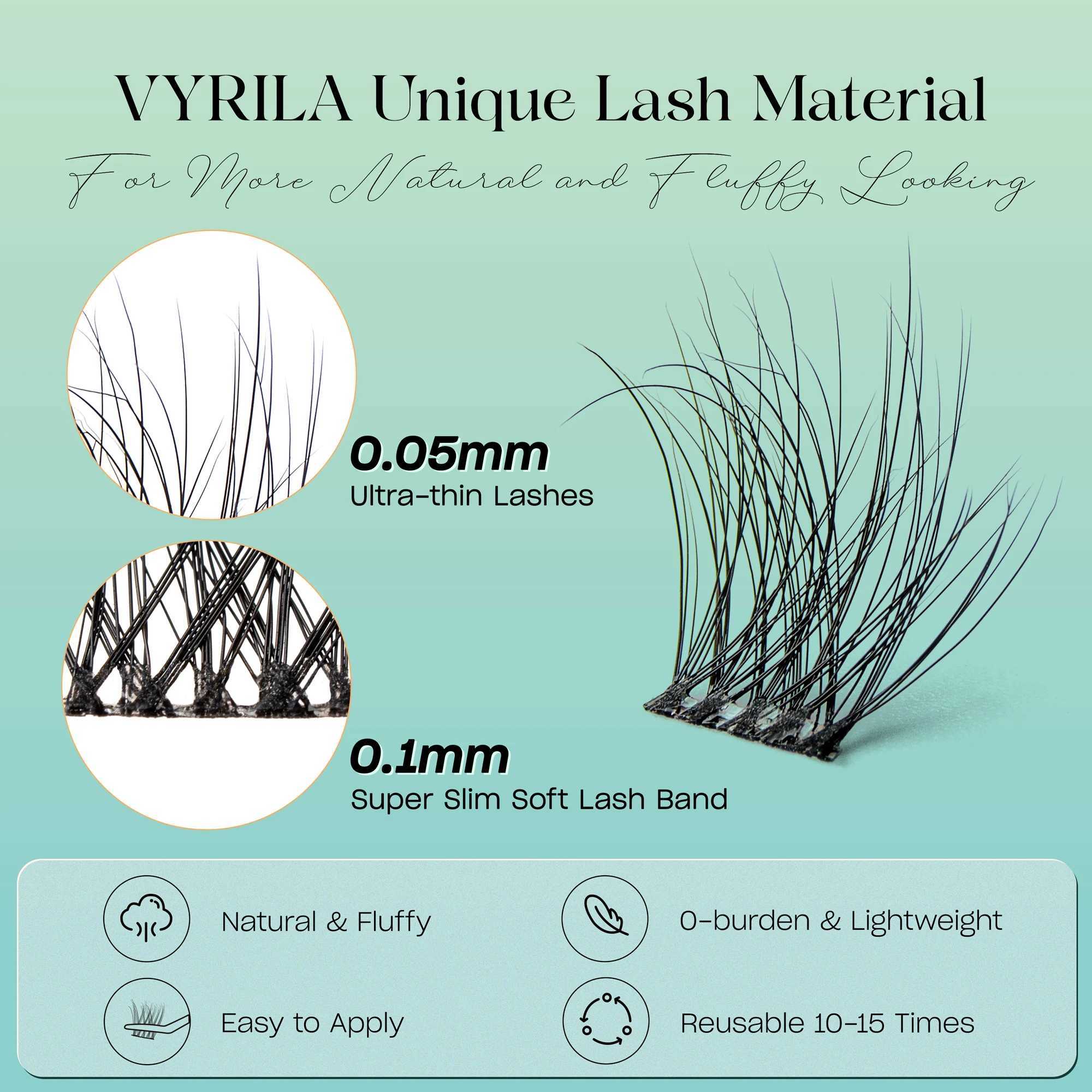 Individual Lashes Cluster C Curl Mix Lash Clusters 3D Wispy DIY Eyelash Extension 0.mm Super Thin Band Resuable Natural Lashes W250627