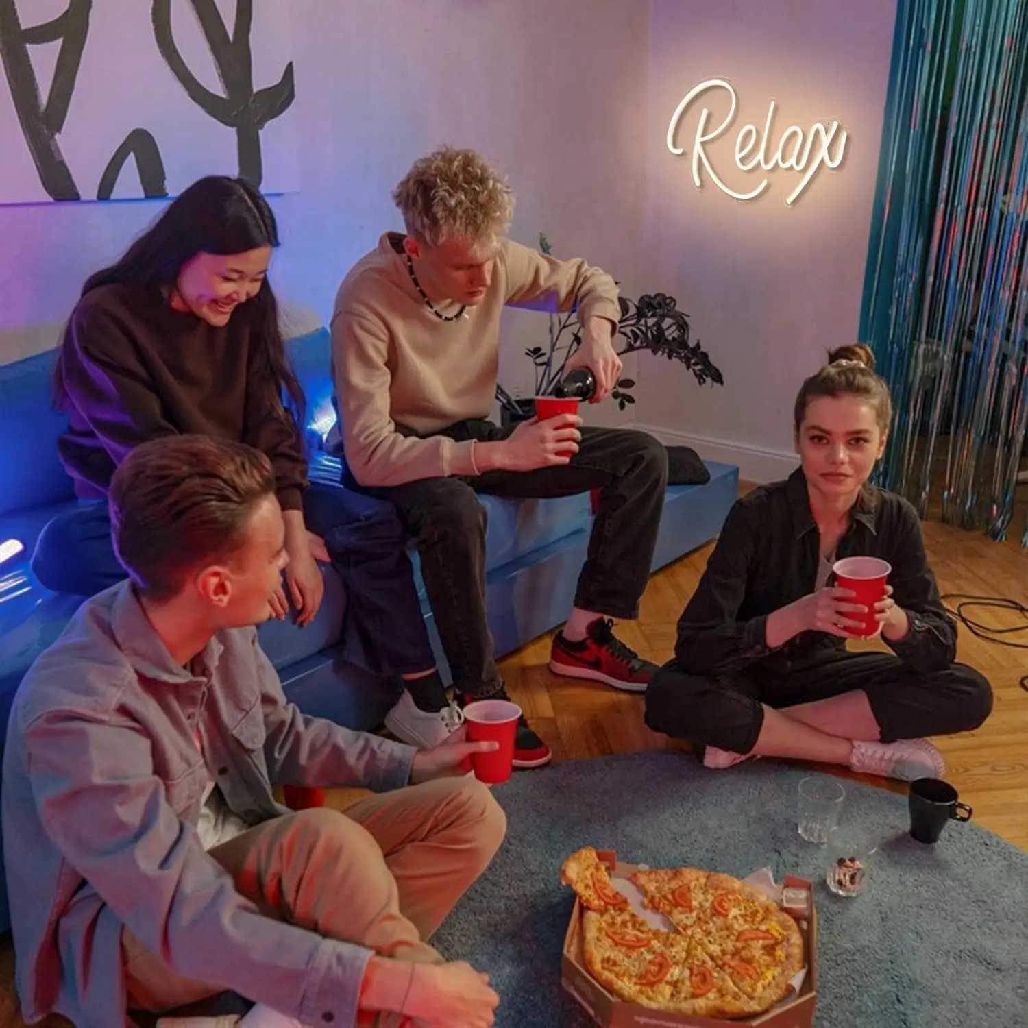 Relax Neon Sign LED Neon Sign Light for Wall Decor Letters USB Powered Dimmable Night Light for Bedroom Birthday Party Gift XJ250626