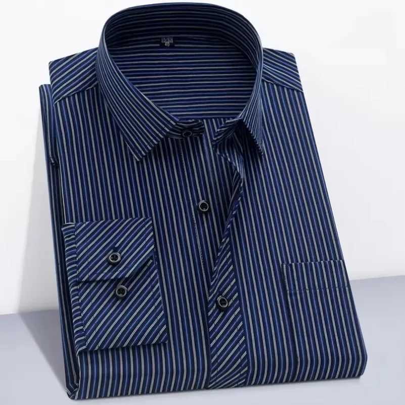 Long Sleeve Branded Cotton Shirts for Men Striped Shirt Male Shirt Business Casual Blue Red Gray Orange New Regular Fit DURIKIES W250627