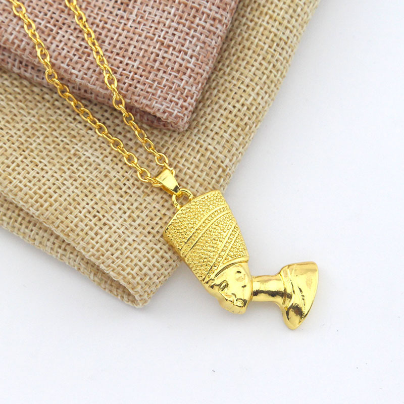 Necklace African Ancient Egyptian Queen Nefertiti Pendants For Women Hip Hop Men Gold Color Jewelry Accessories Large Size 240522