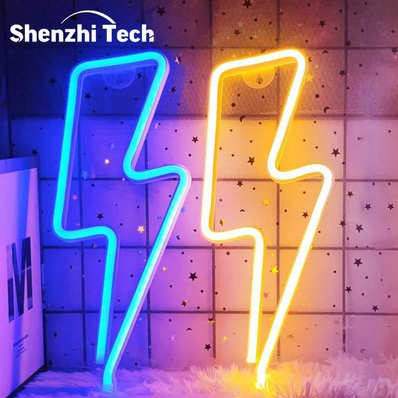 Lightning Neon Signs LED Neon Wall Decor Light Decorative Lights Battery Powered Lighting Room Decor for Bedroom Living Room XJ250626