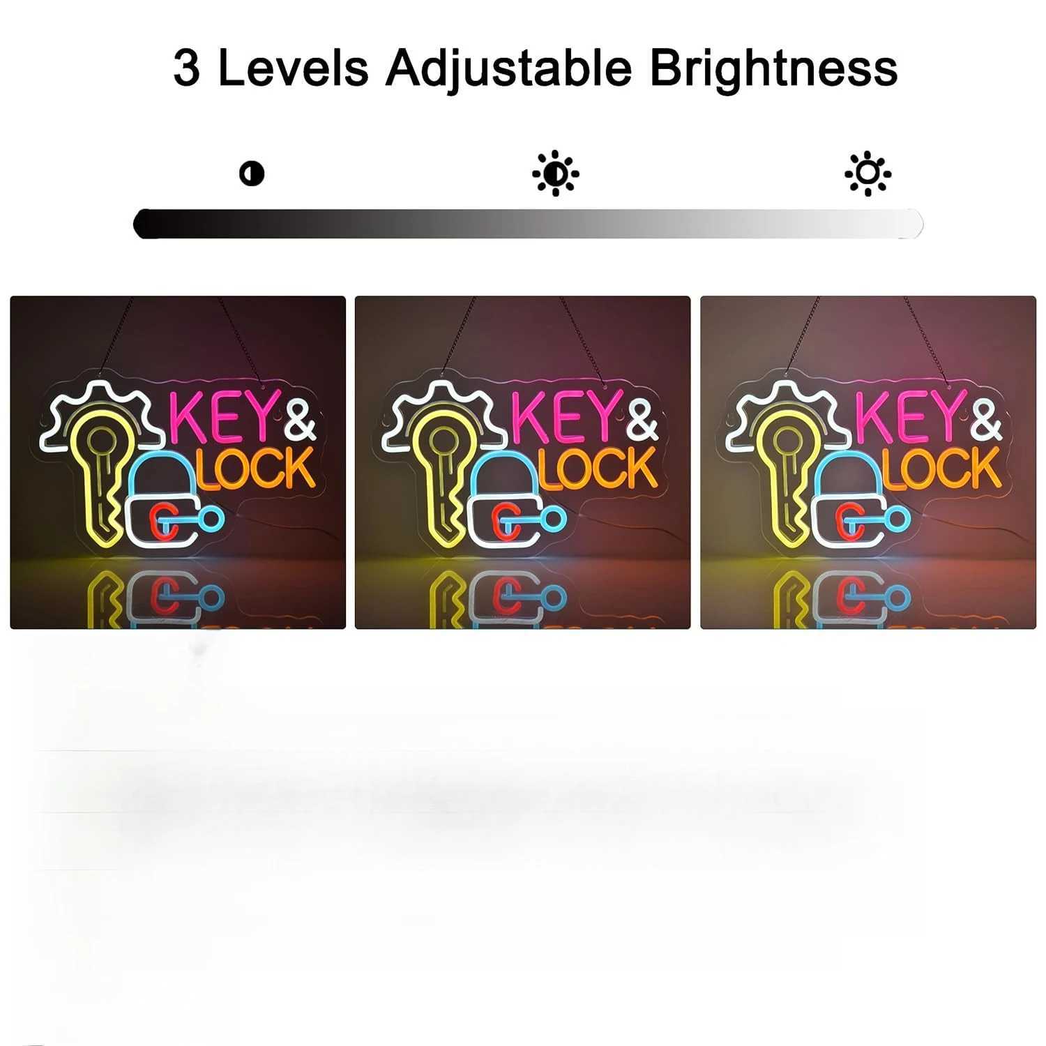 Key Lock Neon Sign Hanging Neon Light Wall Art Decor for Business Locksmith Shop Security Store Car Dealership Rental Home XJ250626