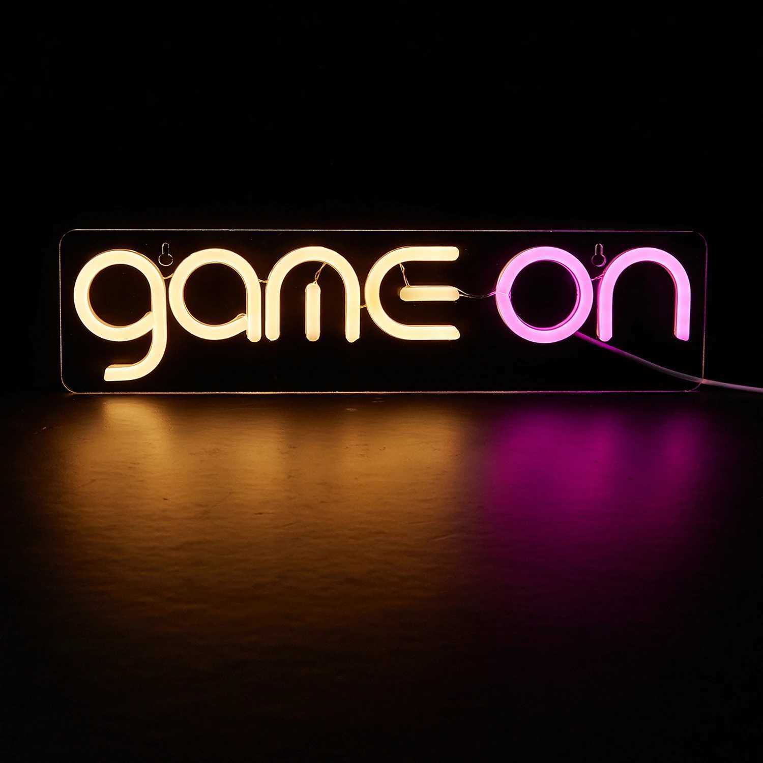 Chi-buy LED Neon Game On USB Powered Neon Signs Night Light 3D Wall Art Game Room Bedroom Living Room Decor Lamp SignsXJ250626