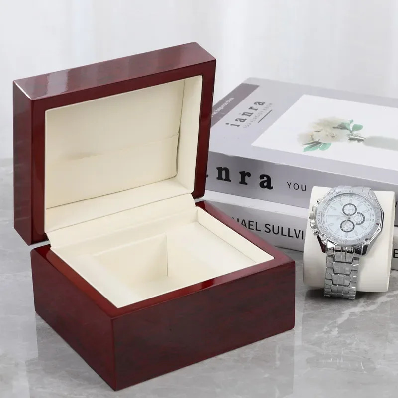 Portable Mini Single Slot Watch Box Red Wooden Storage Case Jewelry Gift Box for Watches Rings 250626
