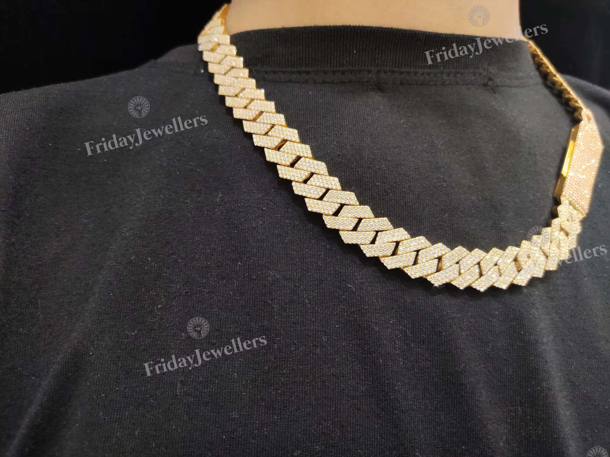 13MM 20 Inches New Designed Hip Hop Iced Out Cuban Chain Necklace VVS Clarity Moissanite Diamond Mens Cuban at Factory Price