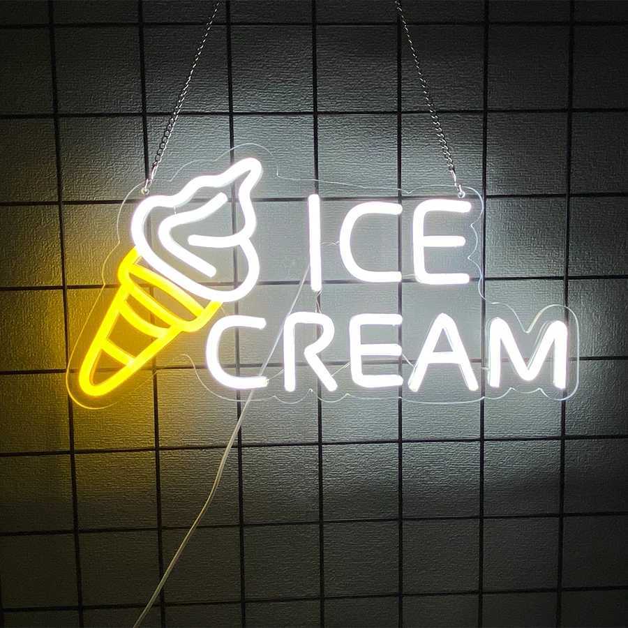 Ice Cream Neon Sign For Wall Decor LED Neon Light For Party Bedroom Birthday Christmas Decor Restaurant Dessert Shop Shop Window XJ250626