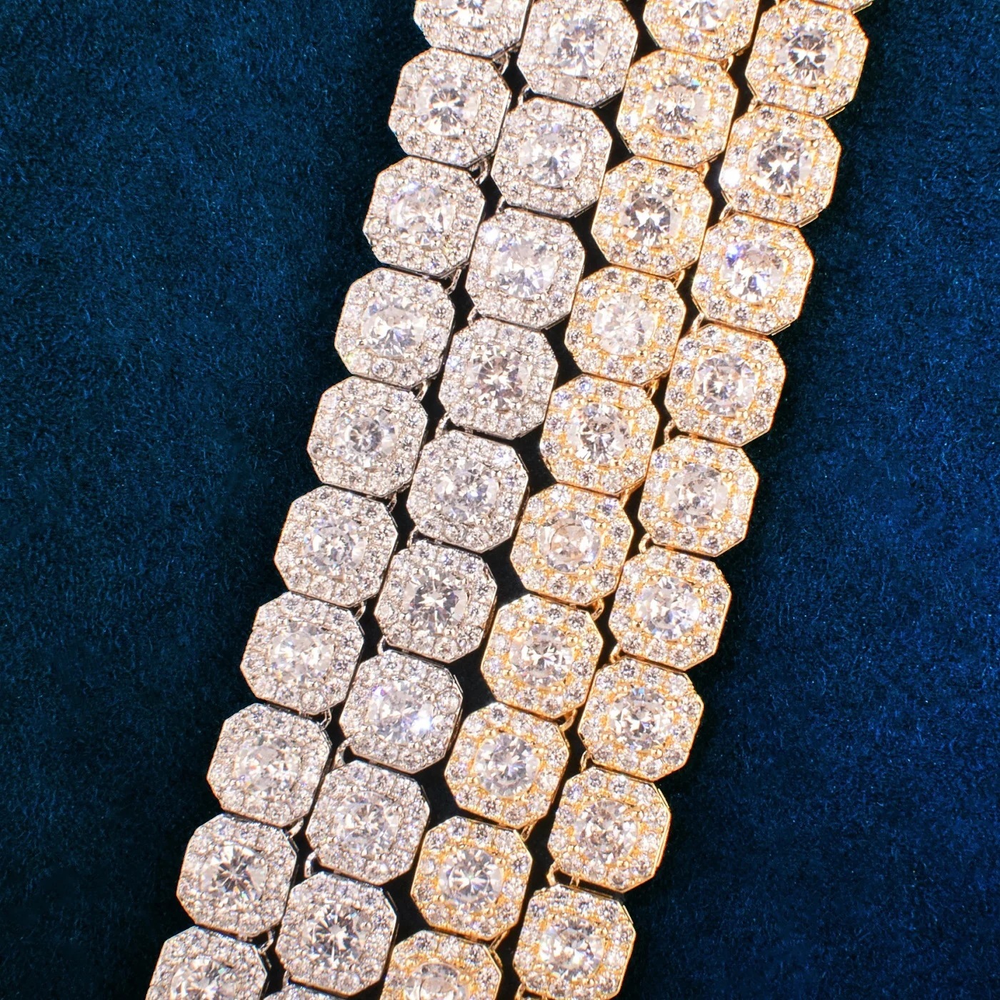10mm Luxury VVS Moissanite Iced Out Hip Hop Sugar Cube Chain High-End Bling Statement Jewelry Passe the diamond tester