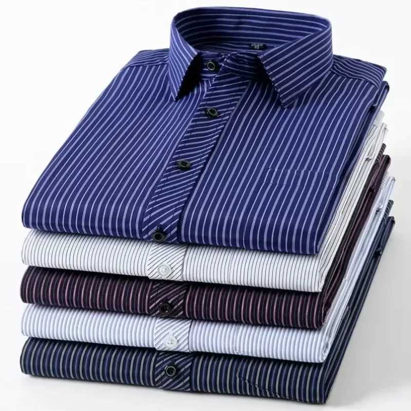 Long Sleeve Branded Cotton Shirts for Men Striped Shirt Male Shirt Business Casual Blue Red Gray Orange New Regular Fit DURIKIES W250627